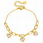 Hearts Bracelet, 18K Gold Plated Steel