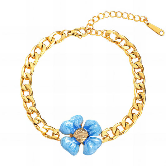 Flower Bracelet, 18K Gold Plated Steel