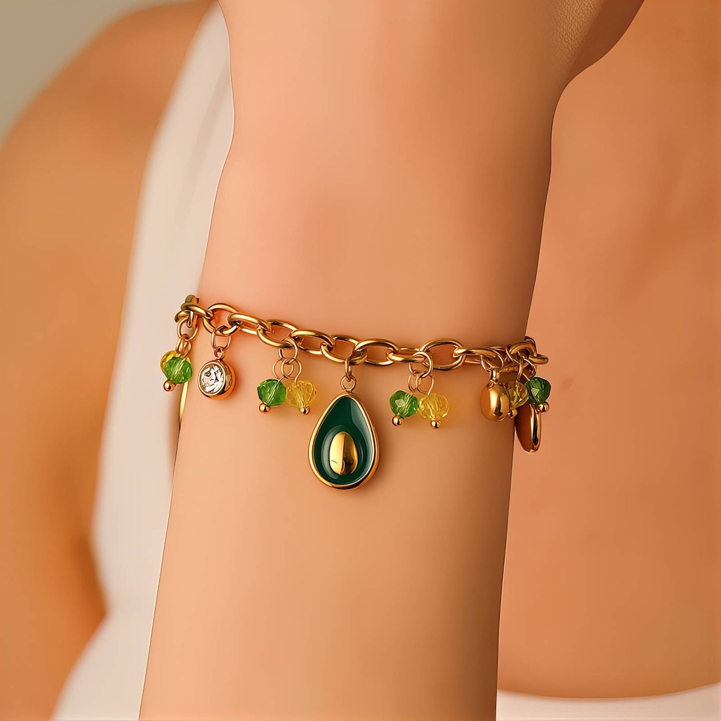 Bracelet, 18K Gold Plated Steel