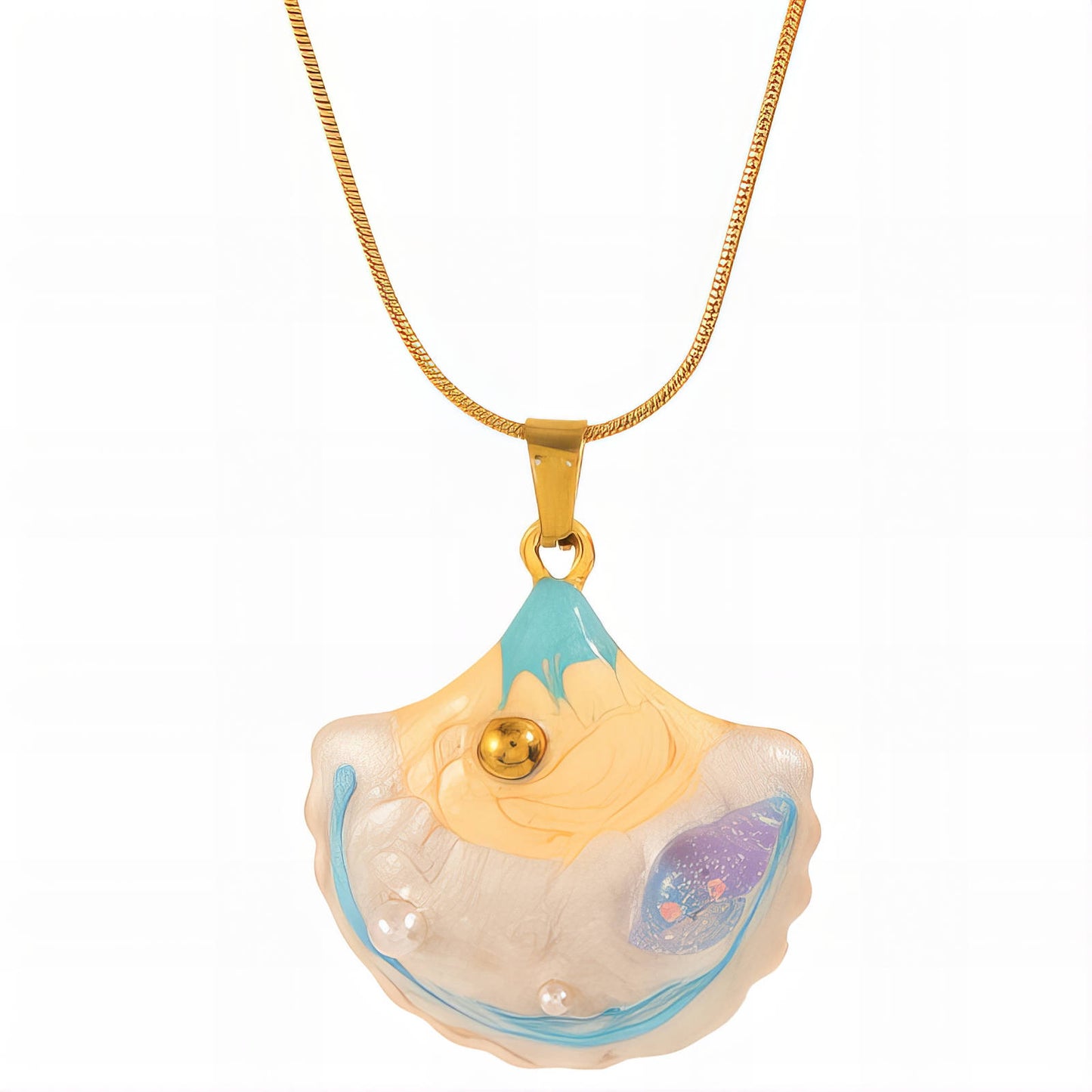 Seashell Necklace, 18K Gold Plated Steel