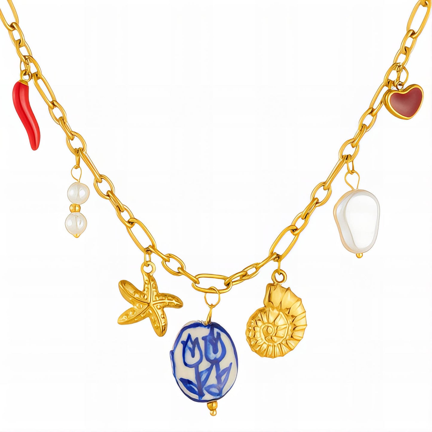 Necklace, 18K Gold Plated Steel