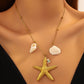 Starfish Necklace, 18K Gold Plated Steel