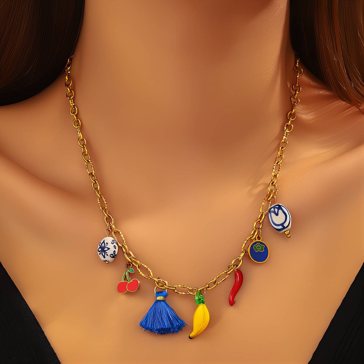 Banana Necklace, 18K Gold Plated Steel