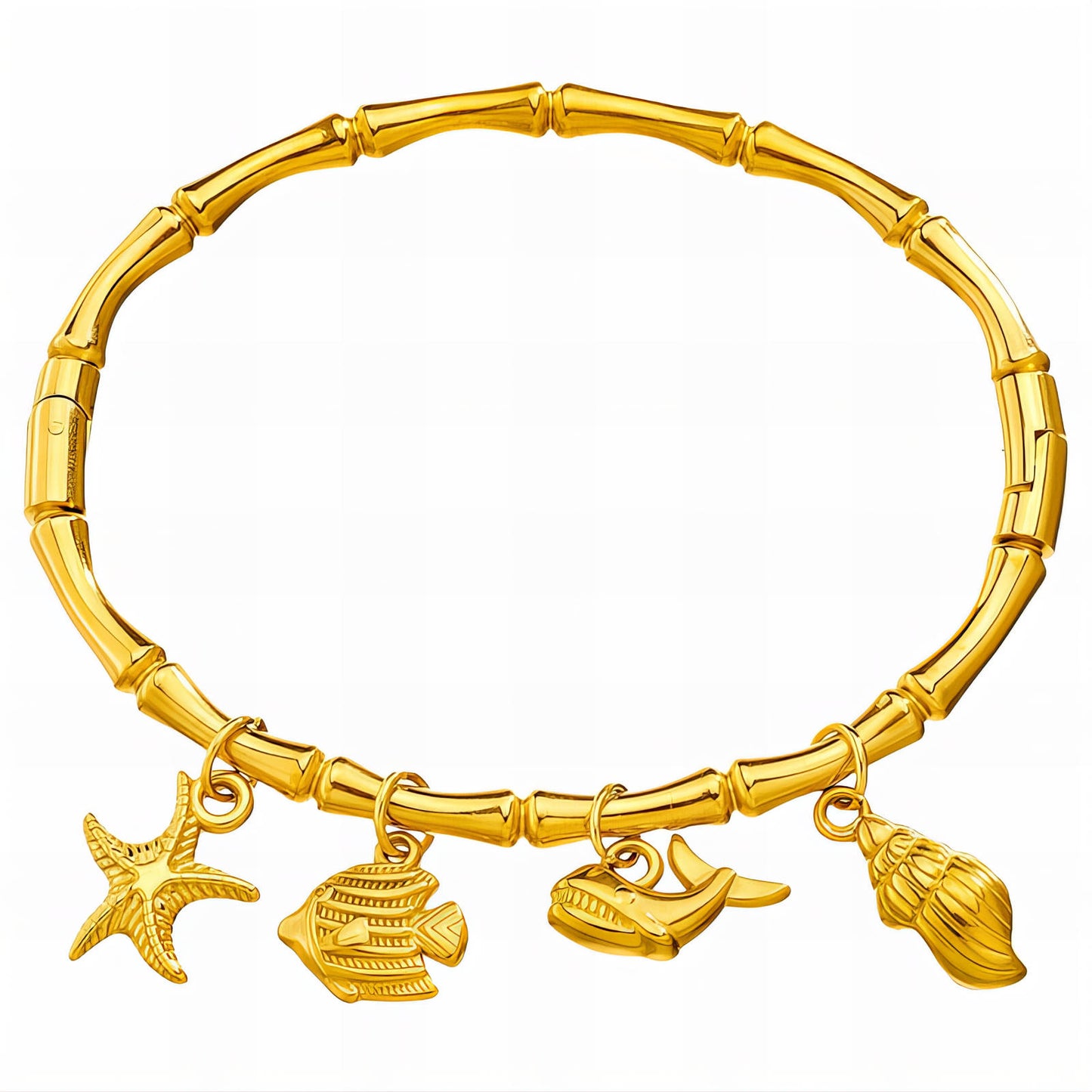 Fish Bracelet, 18K Gold Plated Steel