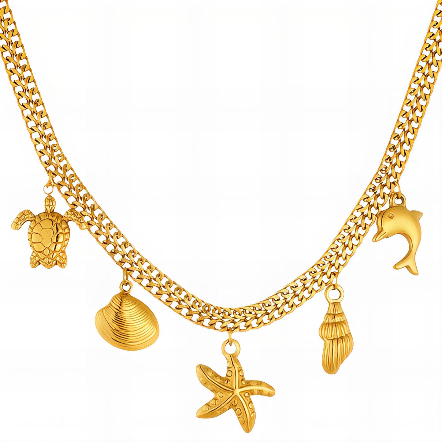 Starfish Necklace, 18K Gold Plated Steel