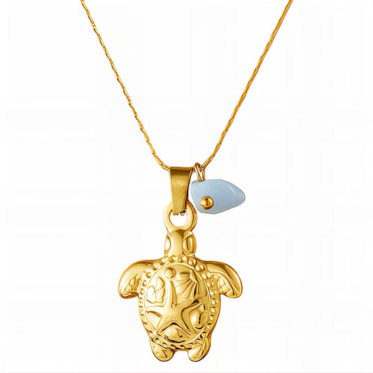Turtle Necklace, 18K Gold Plated Steel
