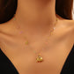 Starfish And Seashell Necklace, 18K Gold Plated Steel