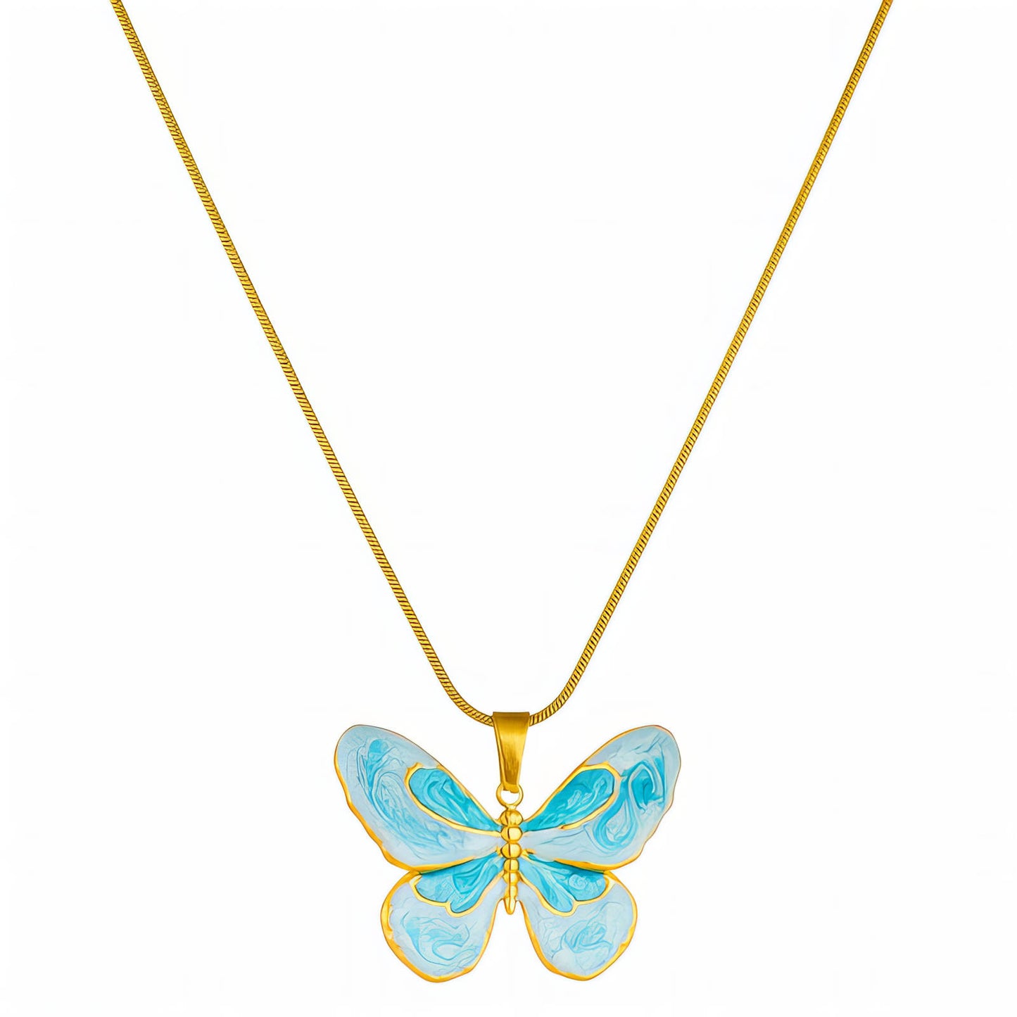 Butterfly Necklace, 18K Gold Plated Steel