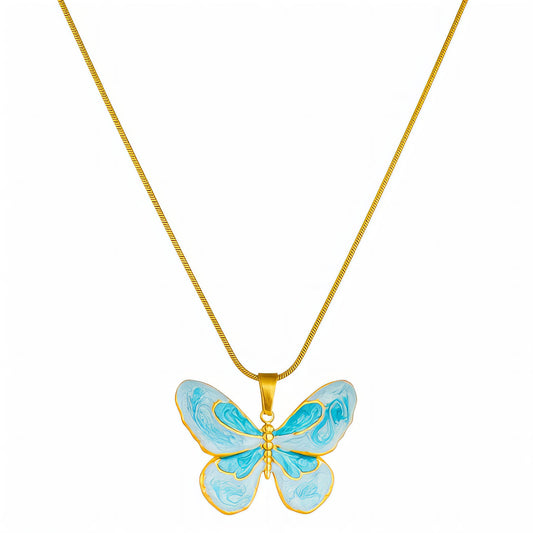 Butterfly Necklace, 18K Gold Plated Steel