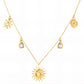 Sun Necklace, 18K Gold Plated Steel