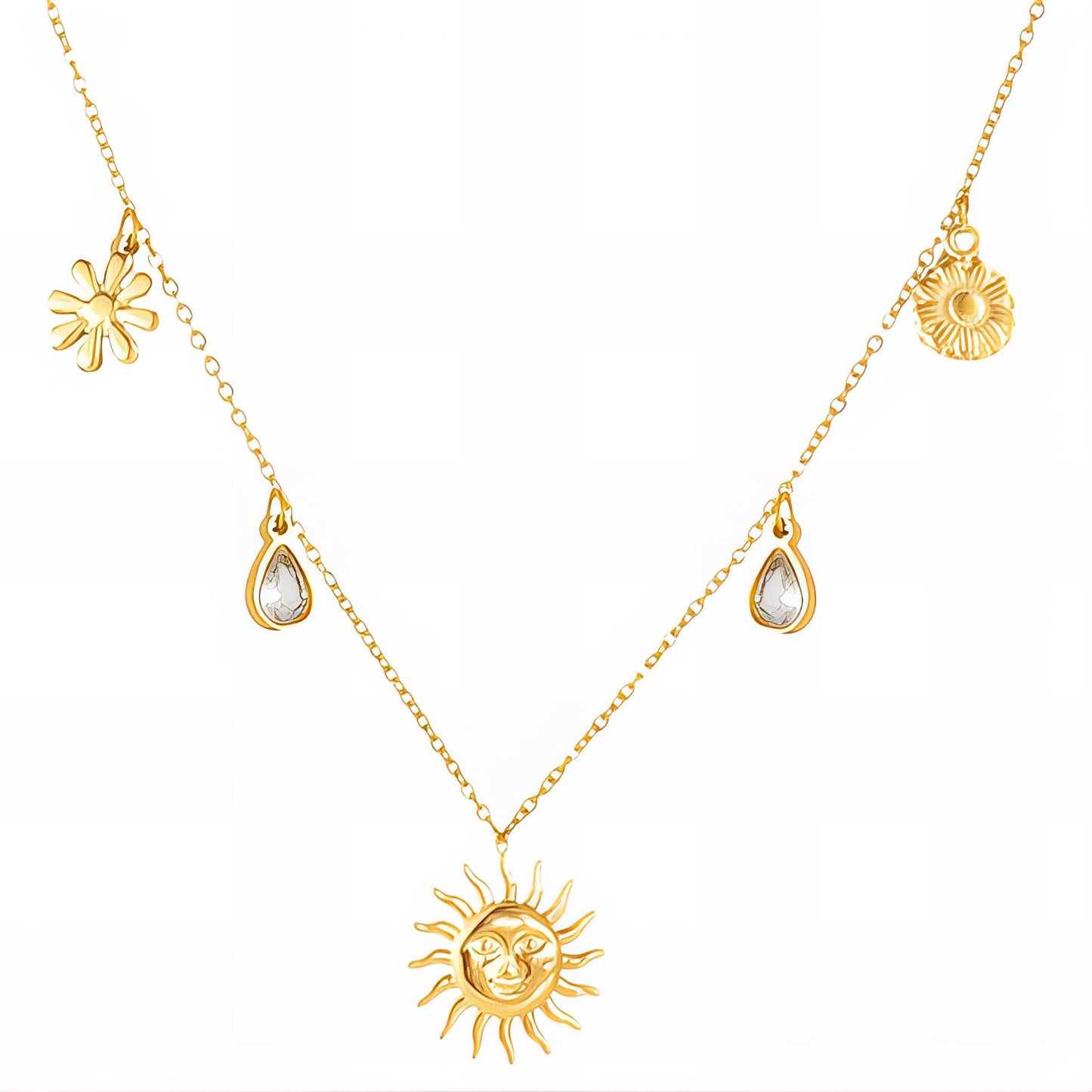 Sun Necklace, 18K Gold Plated Steel