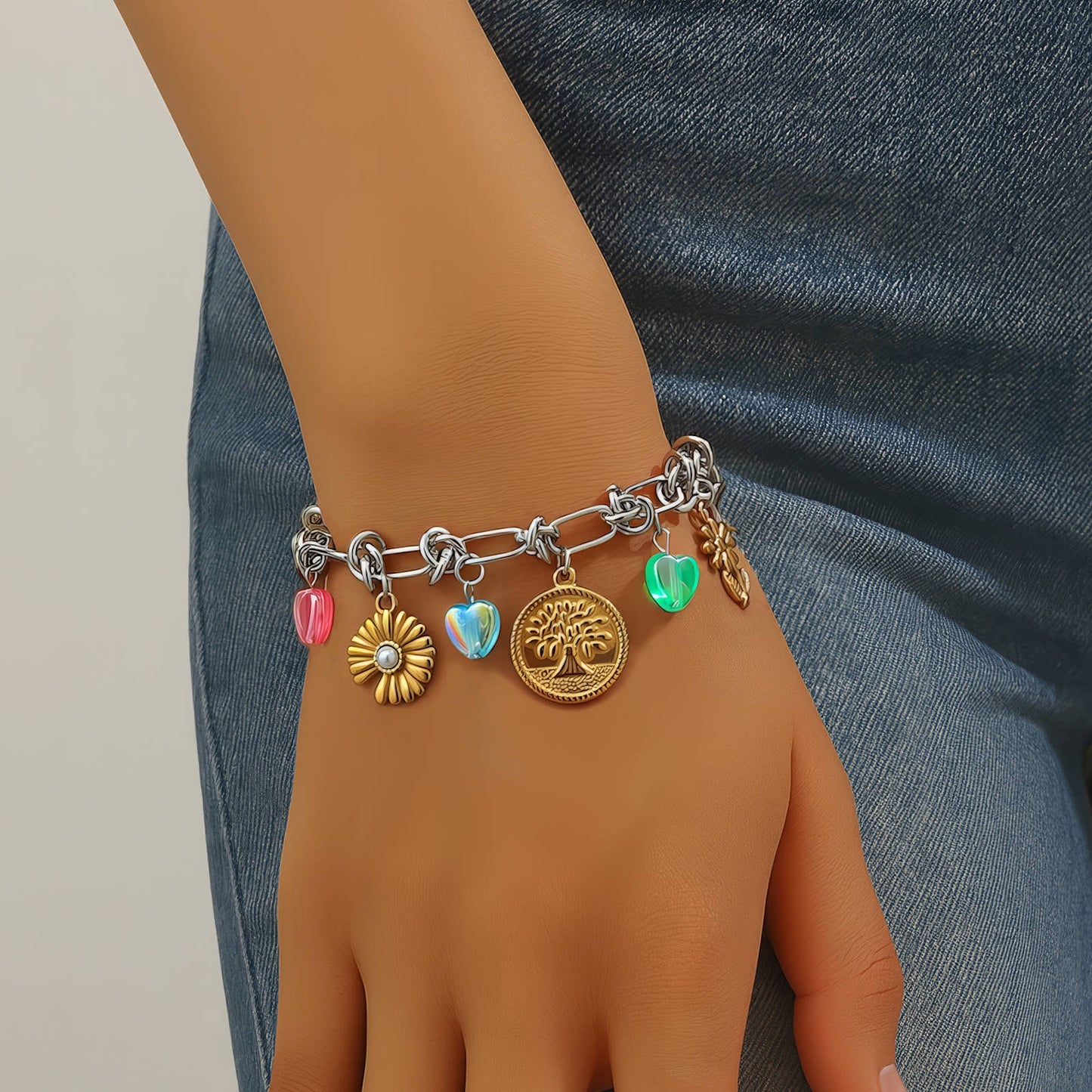 Bracelet, 18K Gold Plated Steel