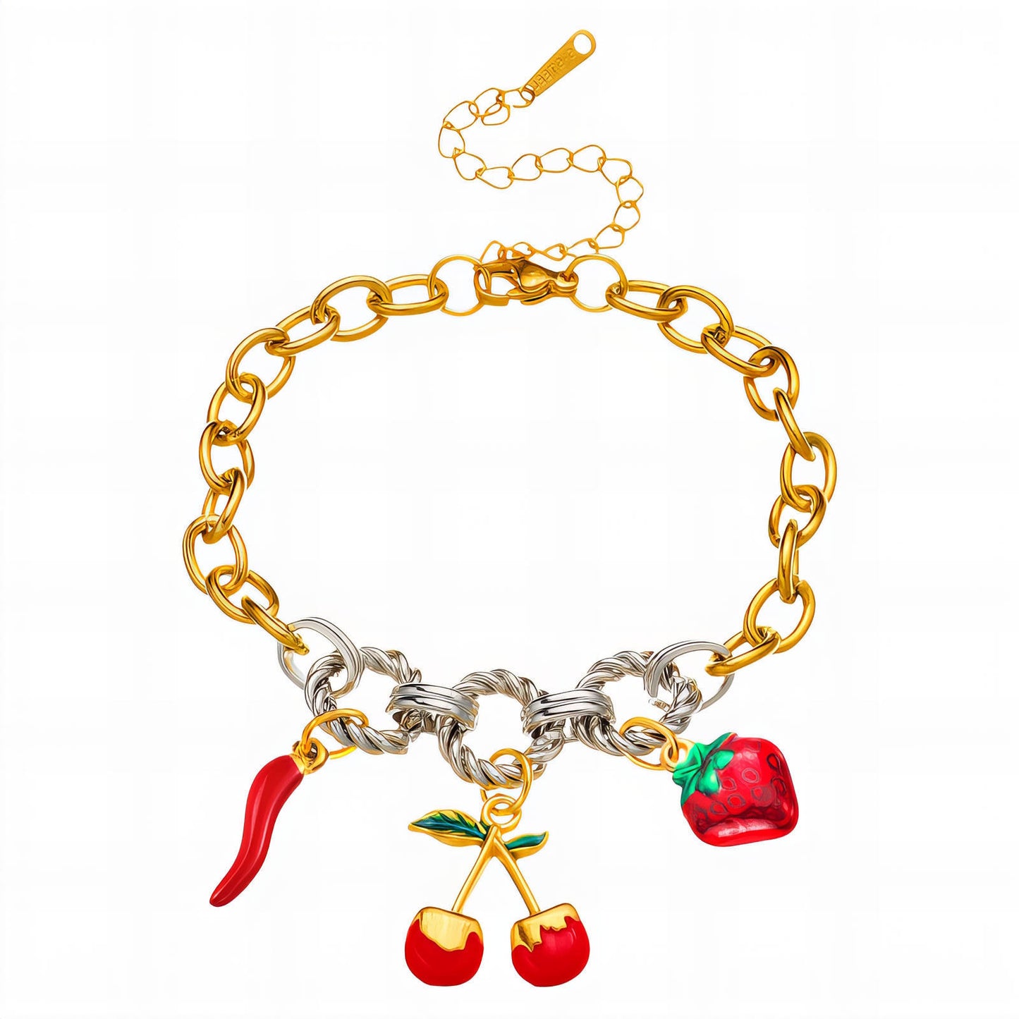 Cherry Bracelet, 18K Gold Plated Steel