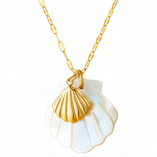 Seashells Necklace, 18K Gold Plated Steel