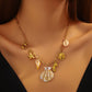 Seashells Necklace, 18K Gold Plated Steel