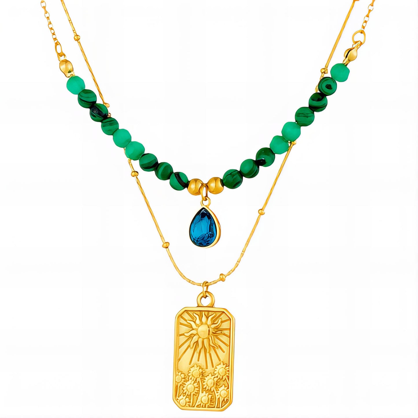 Sun Necklace, 18K Gold Plated Steel