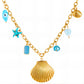 Seashells Necklace, 18K Gold Plated Steel