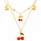 Cherry Necklace, 18K Gold Plated Steel