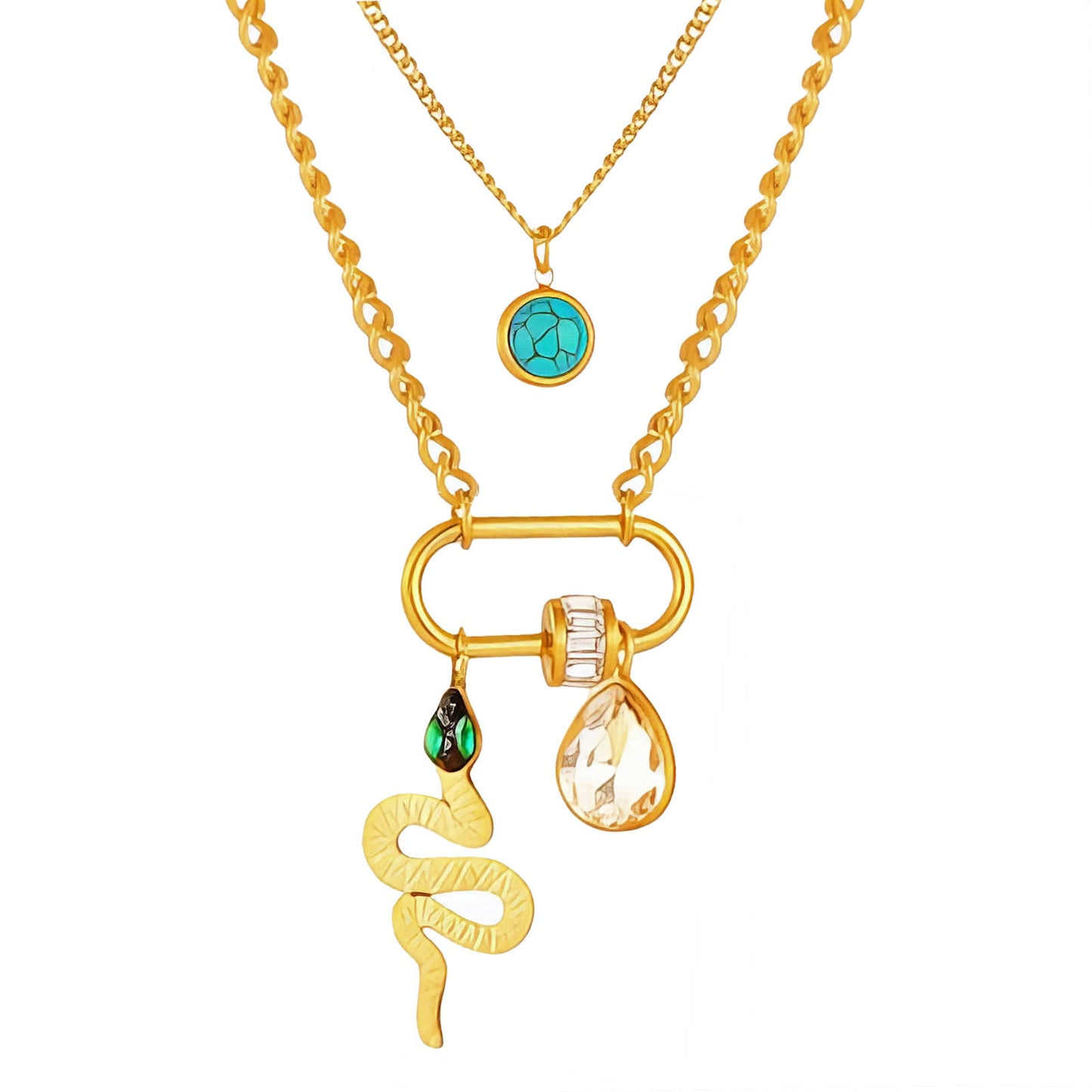 Snake Necklace, 18K Gold Plated Steel