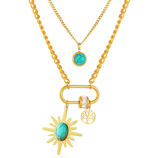 Necklace, 18K Gold Plated Steel