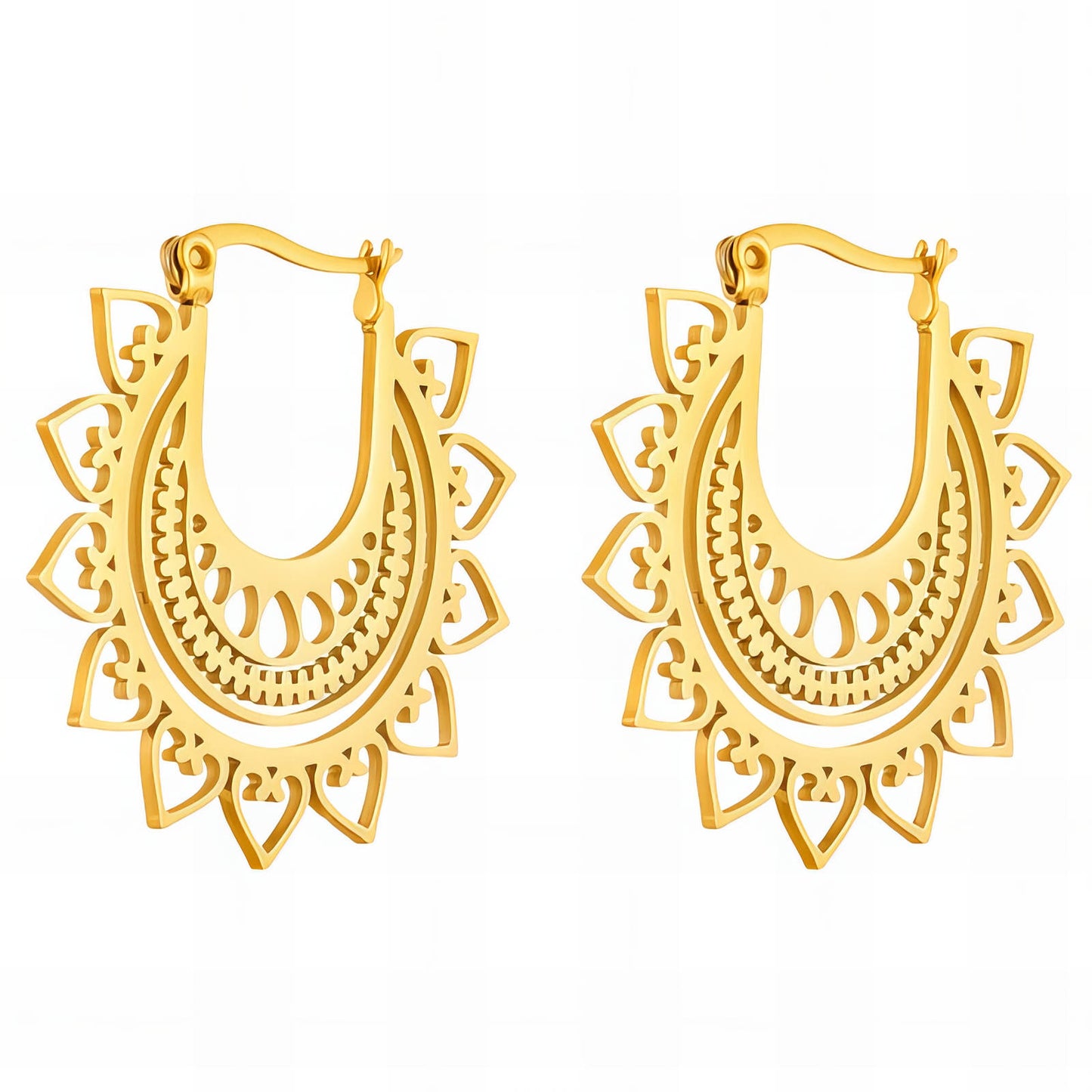 Hearts Earrings, 18K Gold Plated Steel
