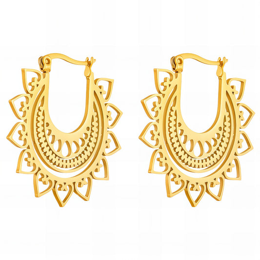 Hearts Earrings, 18K Gold Plated Steel