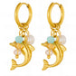 Dolphins Earrings, 18K Gold Plated Steel