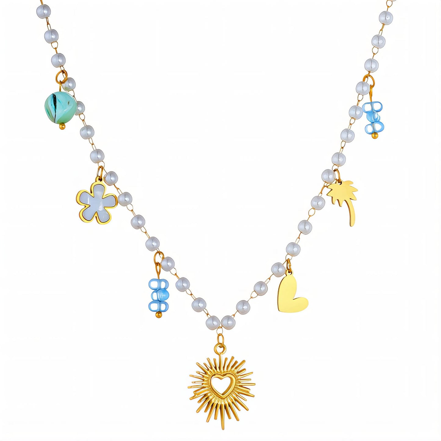 Hearts Necklace, 18K Gold Plated Steel