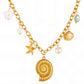 Seashells Necklace, 18K Gold Plated Steel