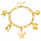 Starfish and Seashell Bracelet, 18K Gold Plated Steel