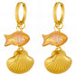 Seashell Earrings, 18K Gold Plated Steel
