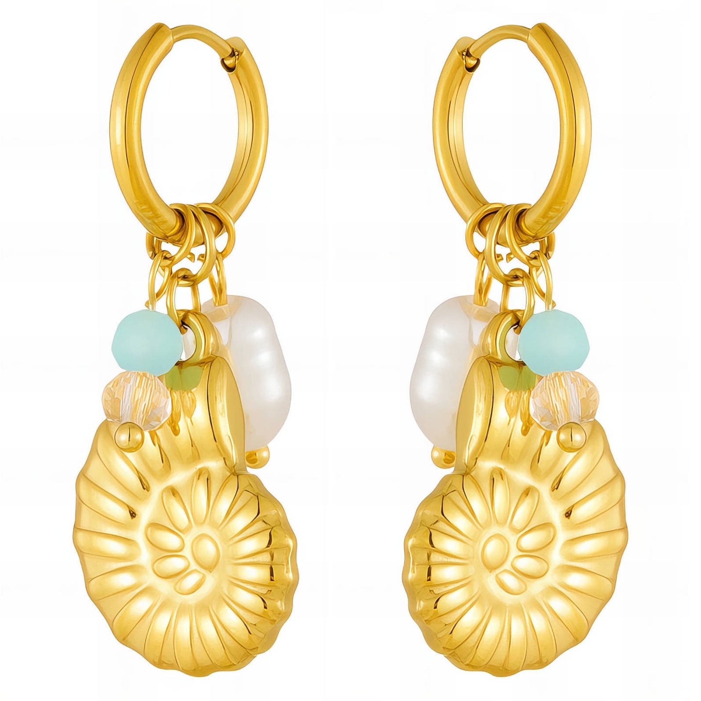 Seashells Earrings, 18K Gold Plated Steel