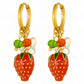 Strawberry Earrings, 18K Gold Plated Steel