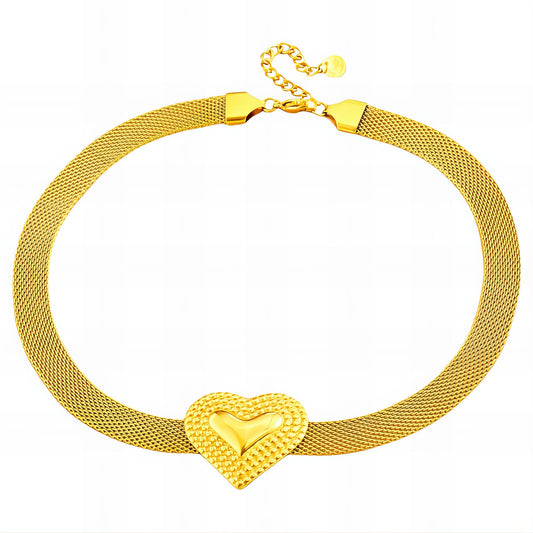 Heart Necklace, 18K Gold Plated Steel