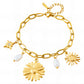 Flower Bracelet, 18K Gold Plated Steel