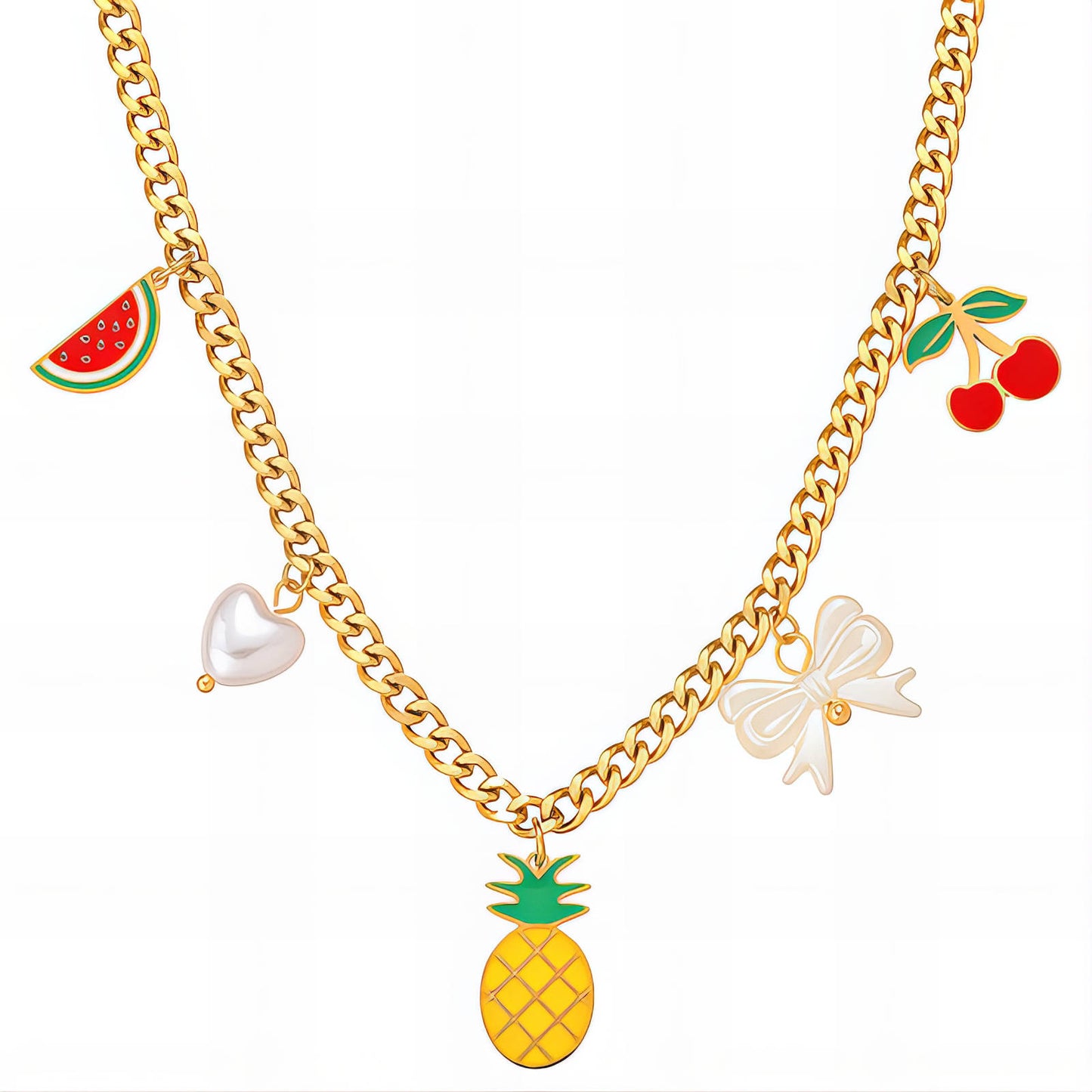 Pineapple Necklace, 18K Gold Plated Steel