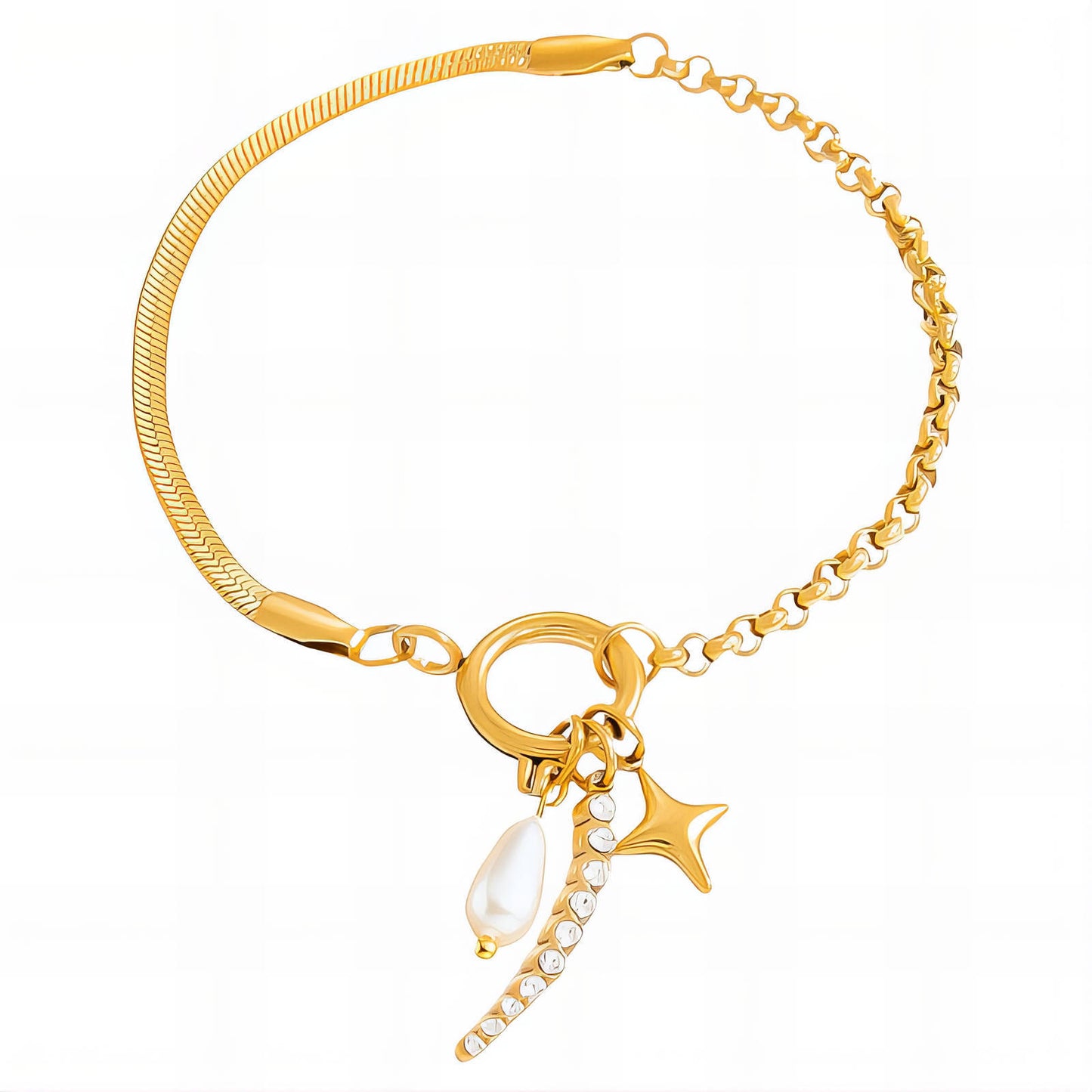 Star Bracelet, 18K Gold Plated Steel