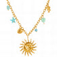 Sun Necklace, 18K Gold Plated Steel