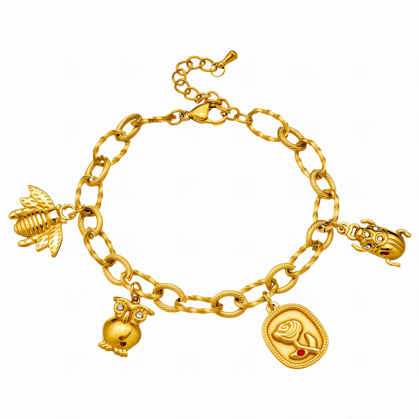 Flower Bracelet, 18K Gold Plated Steel