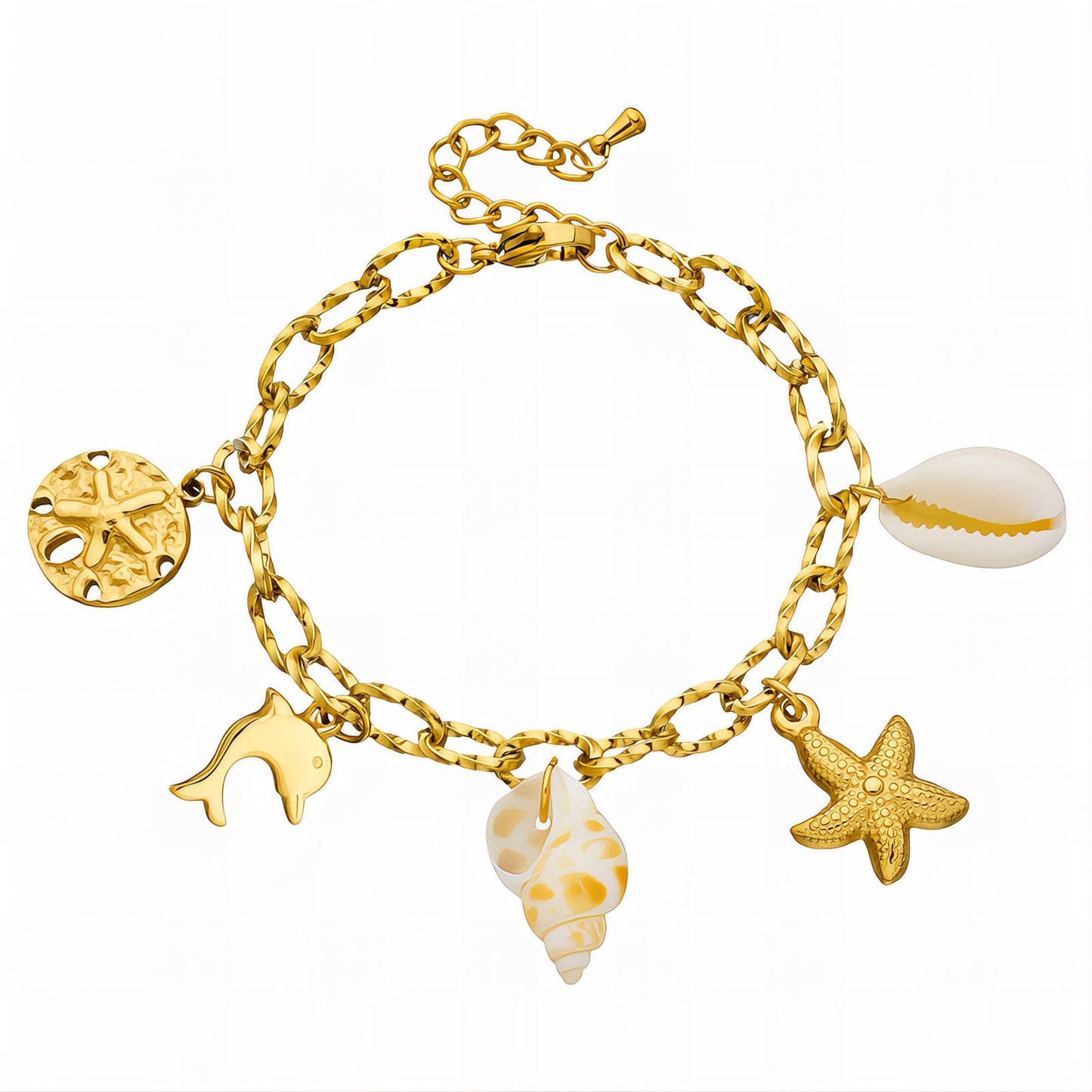 Seashells Bracelet, 18K Gold Plated Steel
