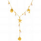 Starfish and Seashell Necklace, 18K Gold Plated Steel