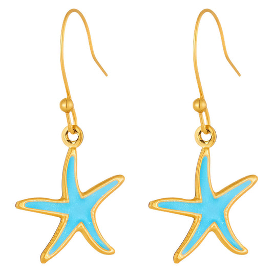 Starfishes Earrings, 18K Gold Plated Steel