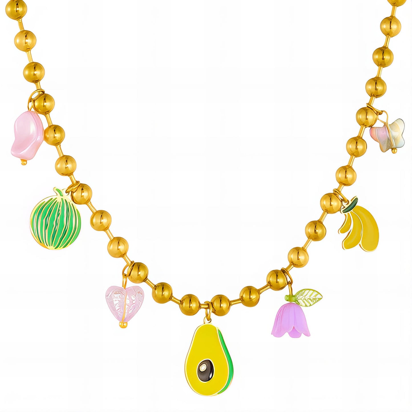 Necklace, 18K Gold Plated Steel