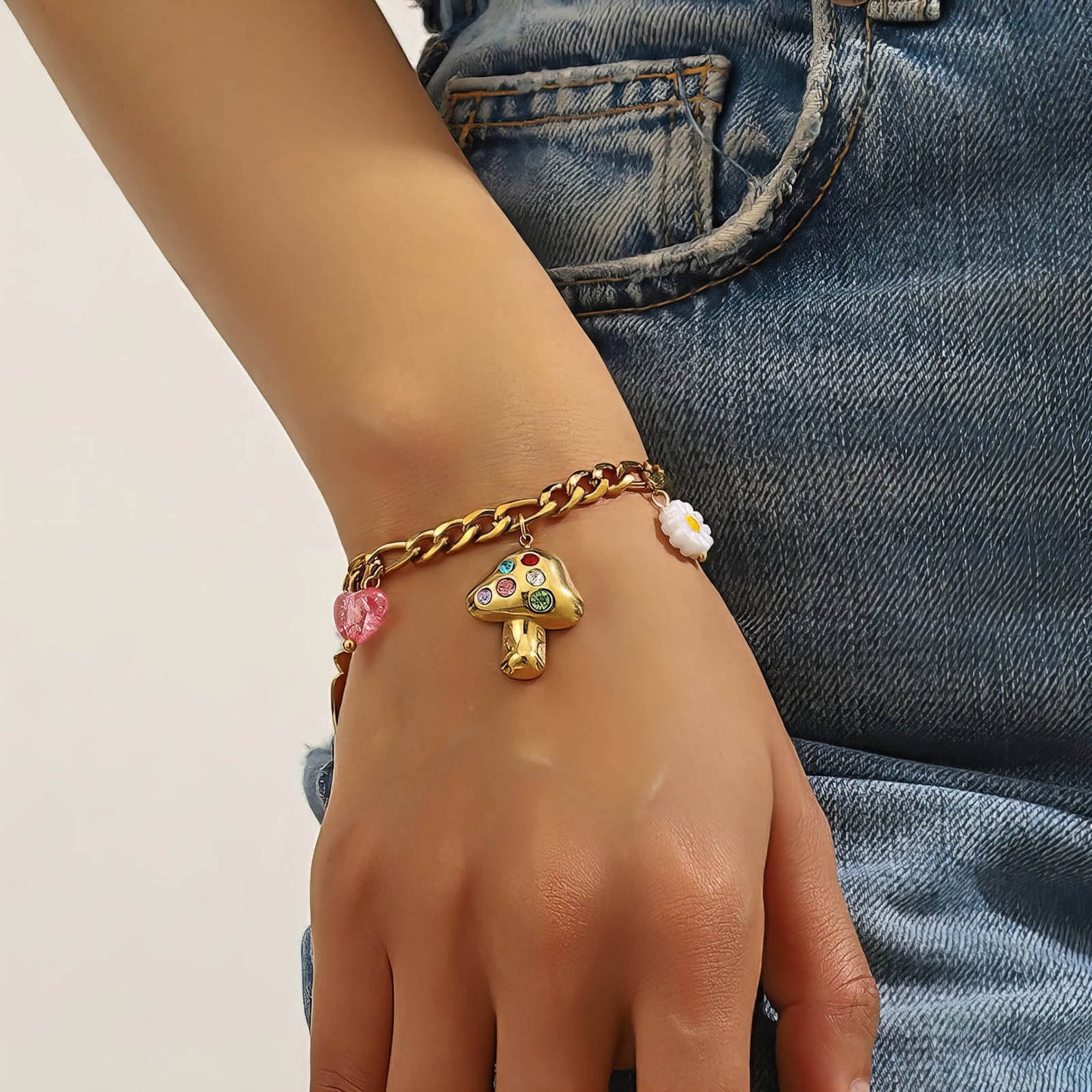 Bracelet, 18K Gold Plated Steel
