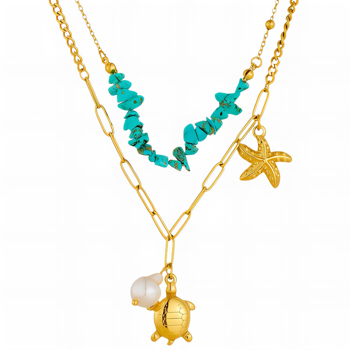 Turtle Necklace, 18K Gold Plated Steel