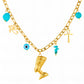 Evil eyes Necklace, 18K Gold Plated Steel