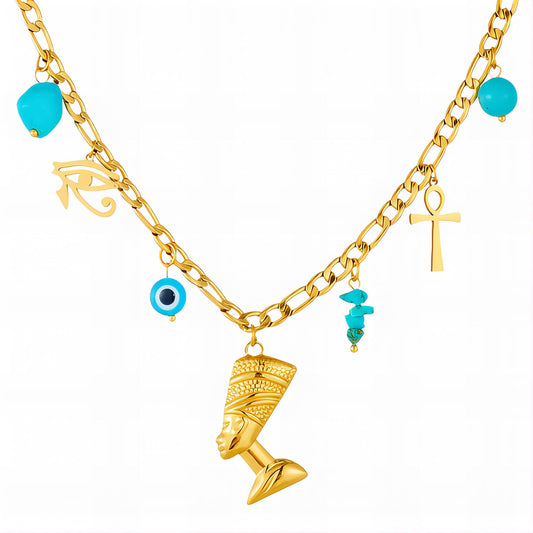 Evil eyes Necklace, 18K Gold Plated Steel