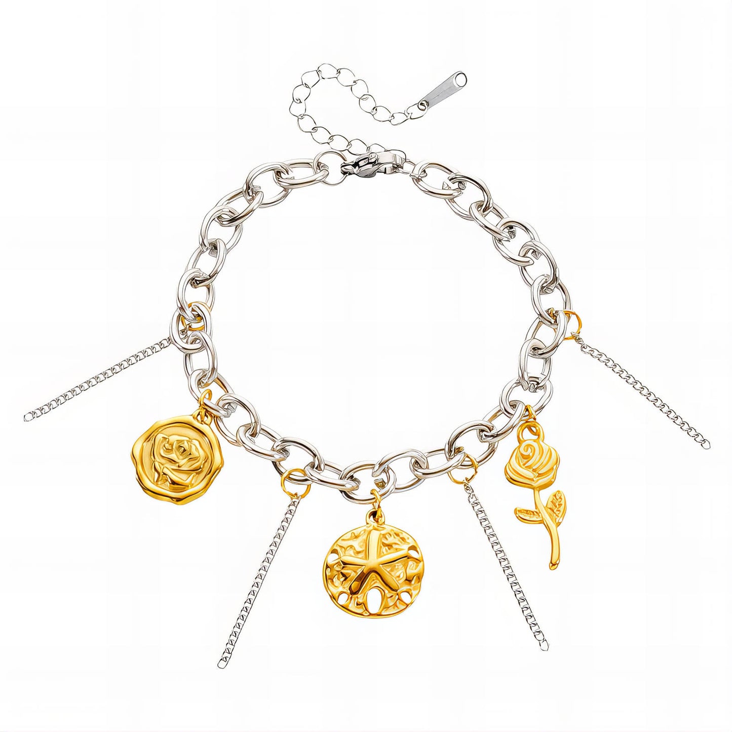 Flowers Bracelet, 18K Gold Plated Steel