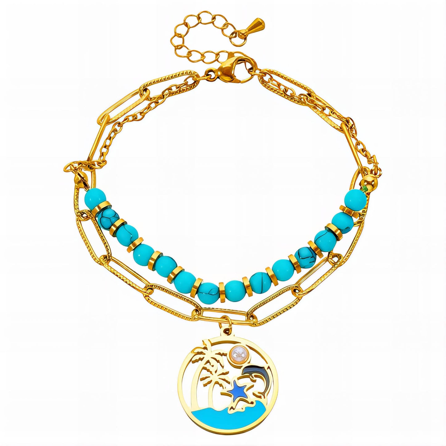 Starfish Bracelet, 18K Gold Plated Steel