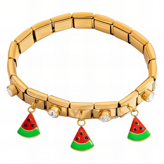 Watermelons Bracelet, 18K Gold Plated Steel